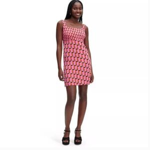 NWT DVF Diane Von Furstenberg for Target 90s Pink Geo Mini Shift Dress Size 8
